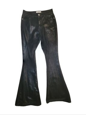CHELSEA & VIOLET Black Flare Pants Coated Jeans Sz. 25 Juniors Dillard's
